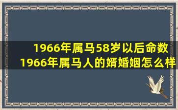 1966年属马58岁以后命数 1966年属马人的婿婚姻怎么样